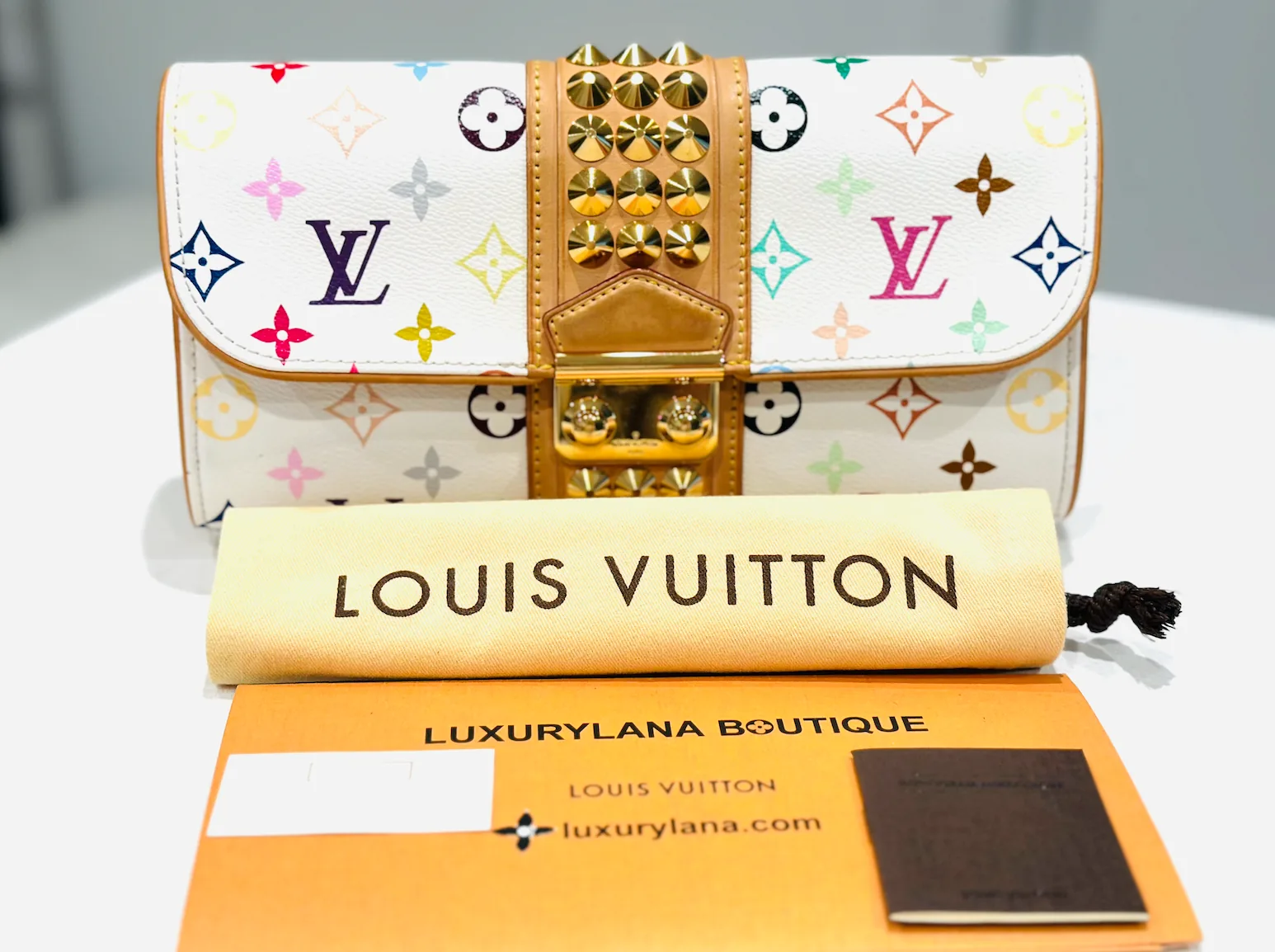 White Multicolor Courtney Studs Pochette Clutch — image 2