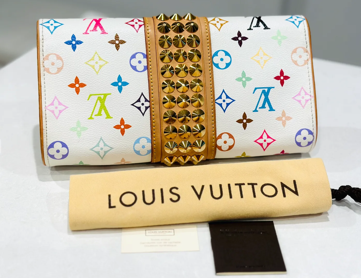 White Multicolor Courtney Studs Pochette Clutch — image 3