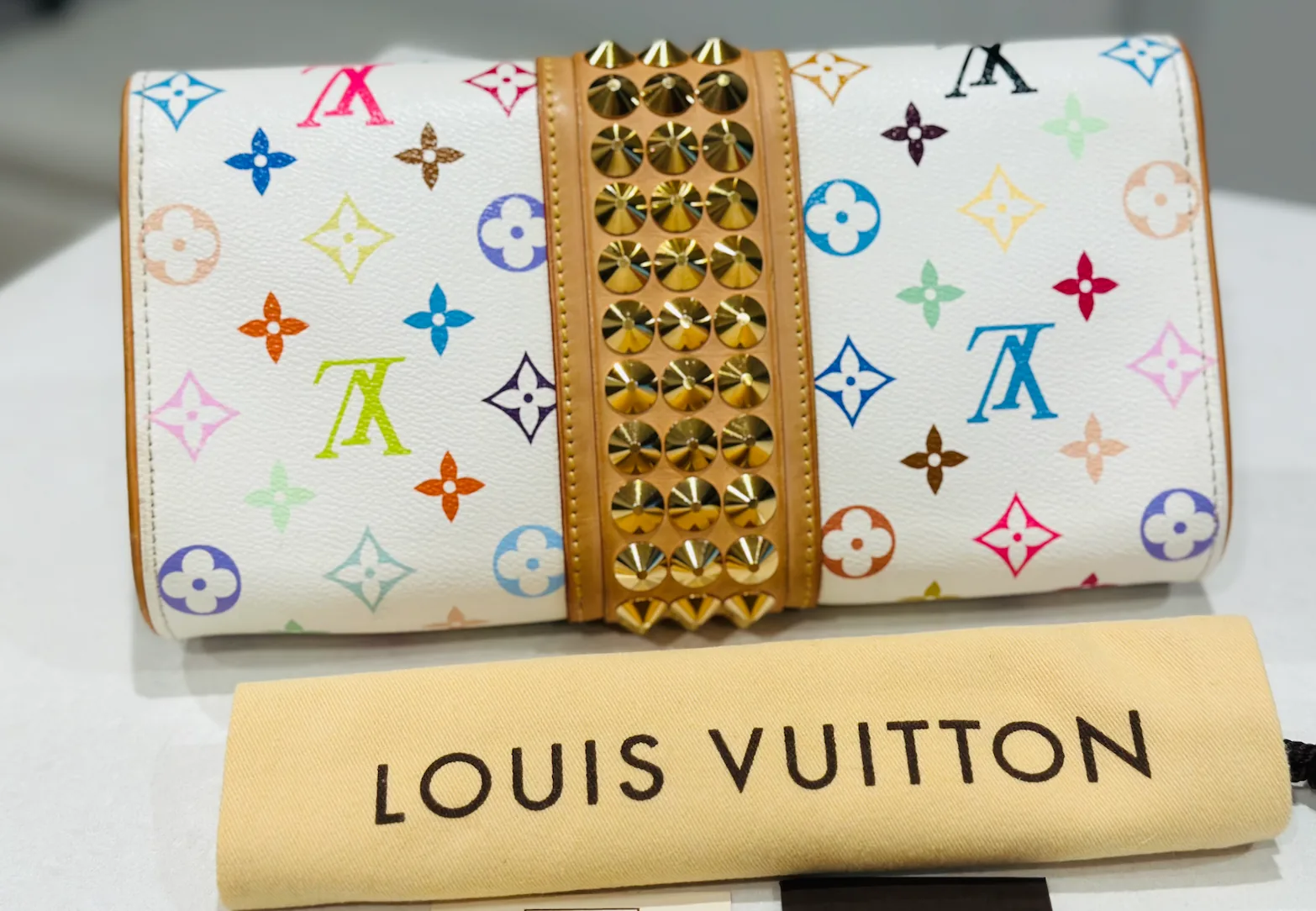 White Multicolor Courtney Studs Pochette Clutch — image 4