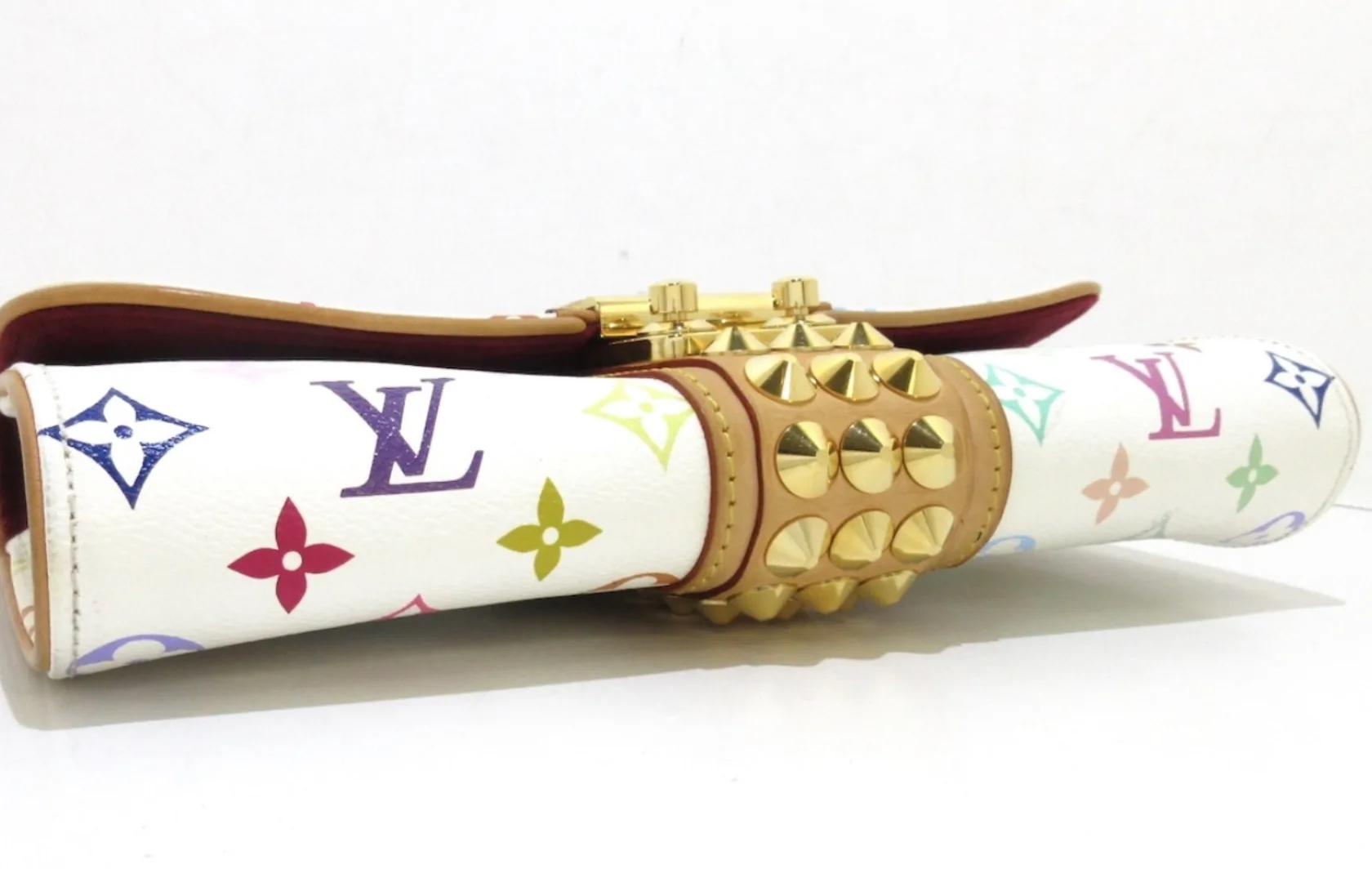 White Multicolor Courtney Studs Pochette Clutch — image 6