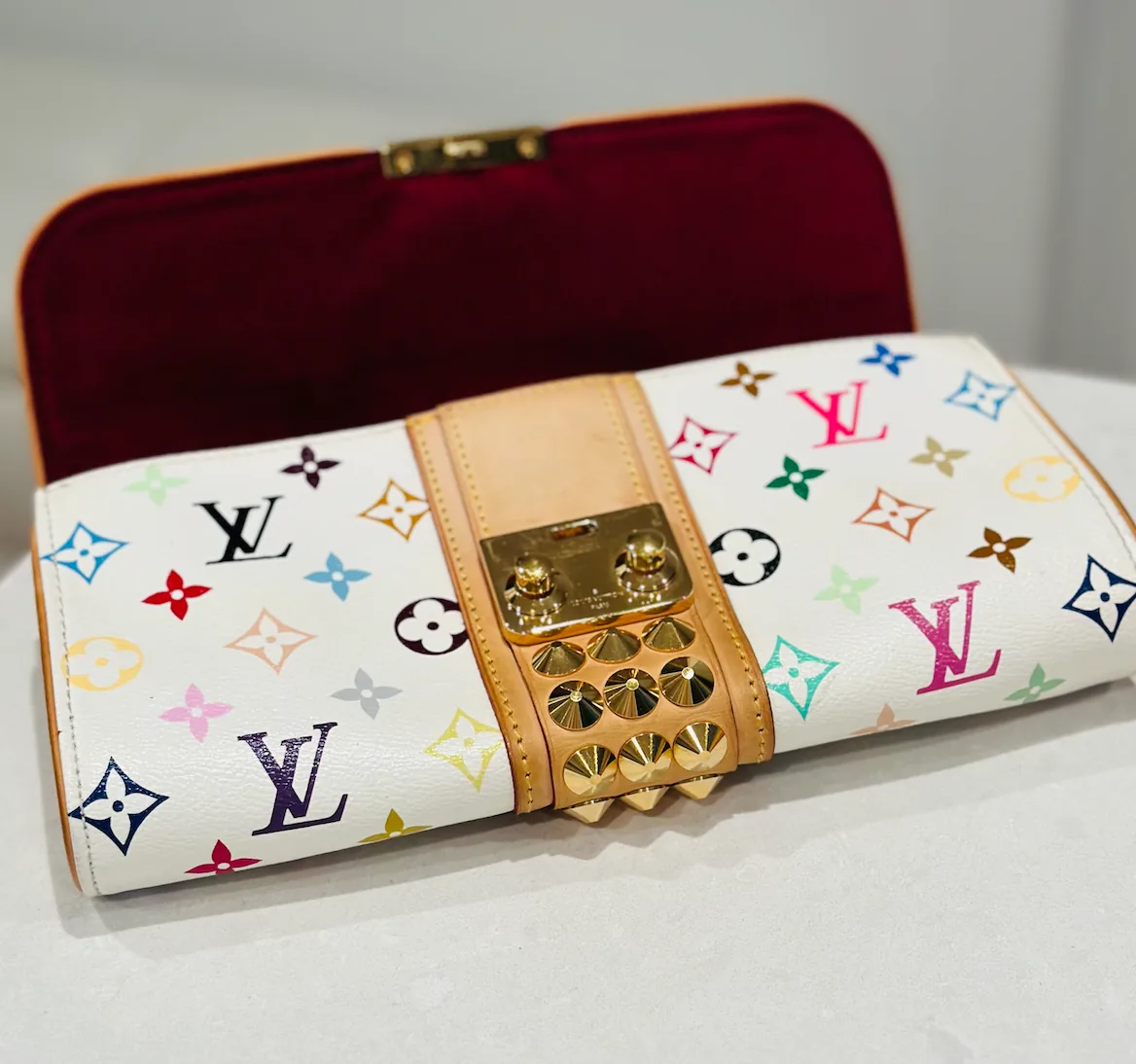 White Multicolor Courtney Studs Pochette Clutch — image 9