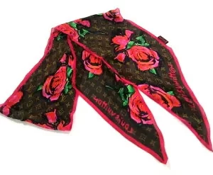 Monogram Stephen Sprouse Roses 100% Silk Scarf