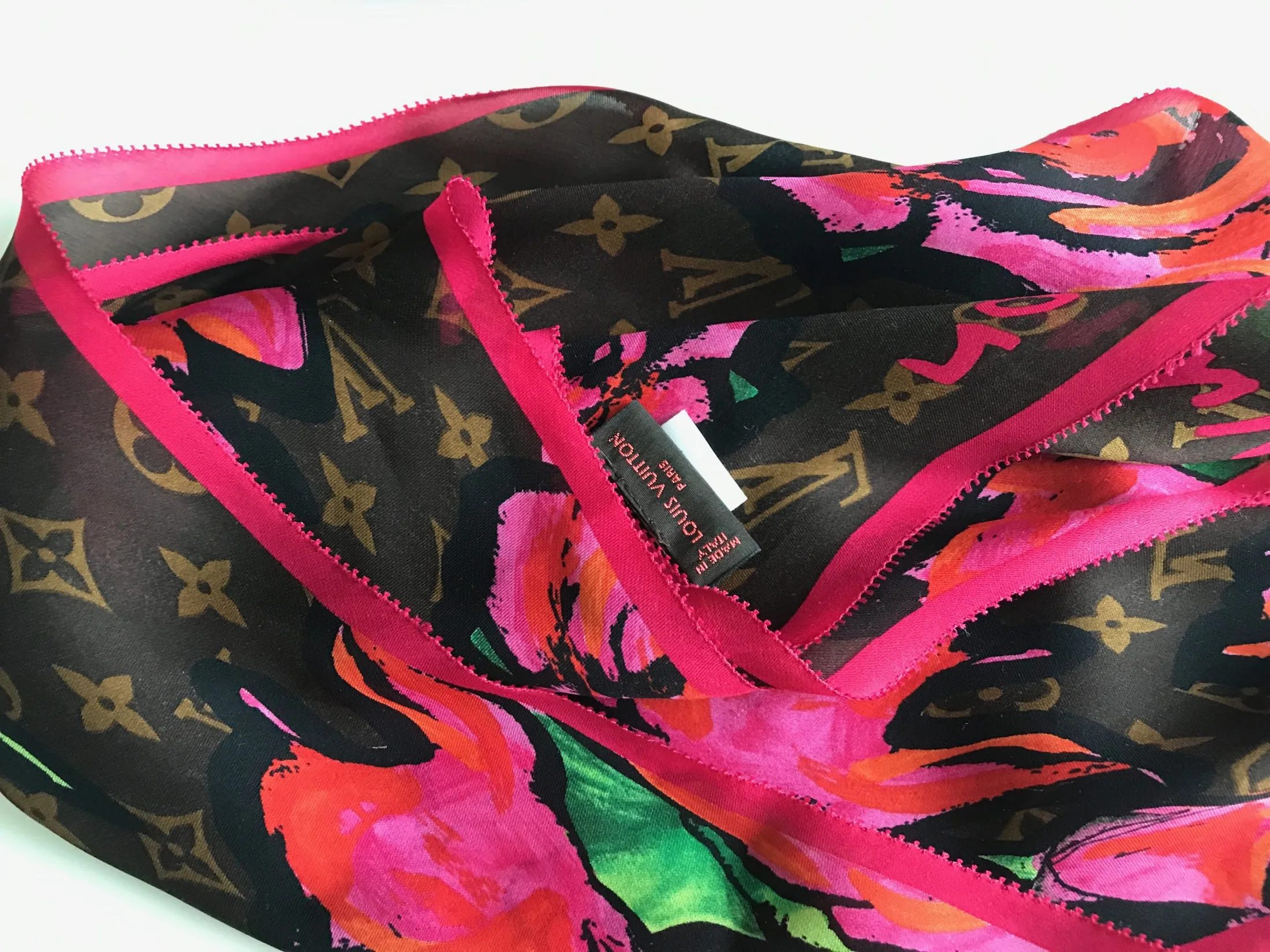 Monogram Stephen Sprouse Roses 100% Silk Scarf — image 7