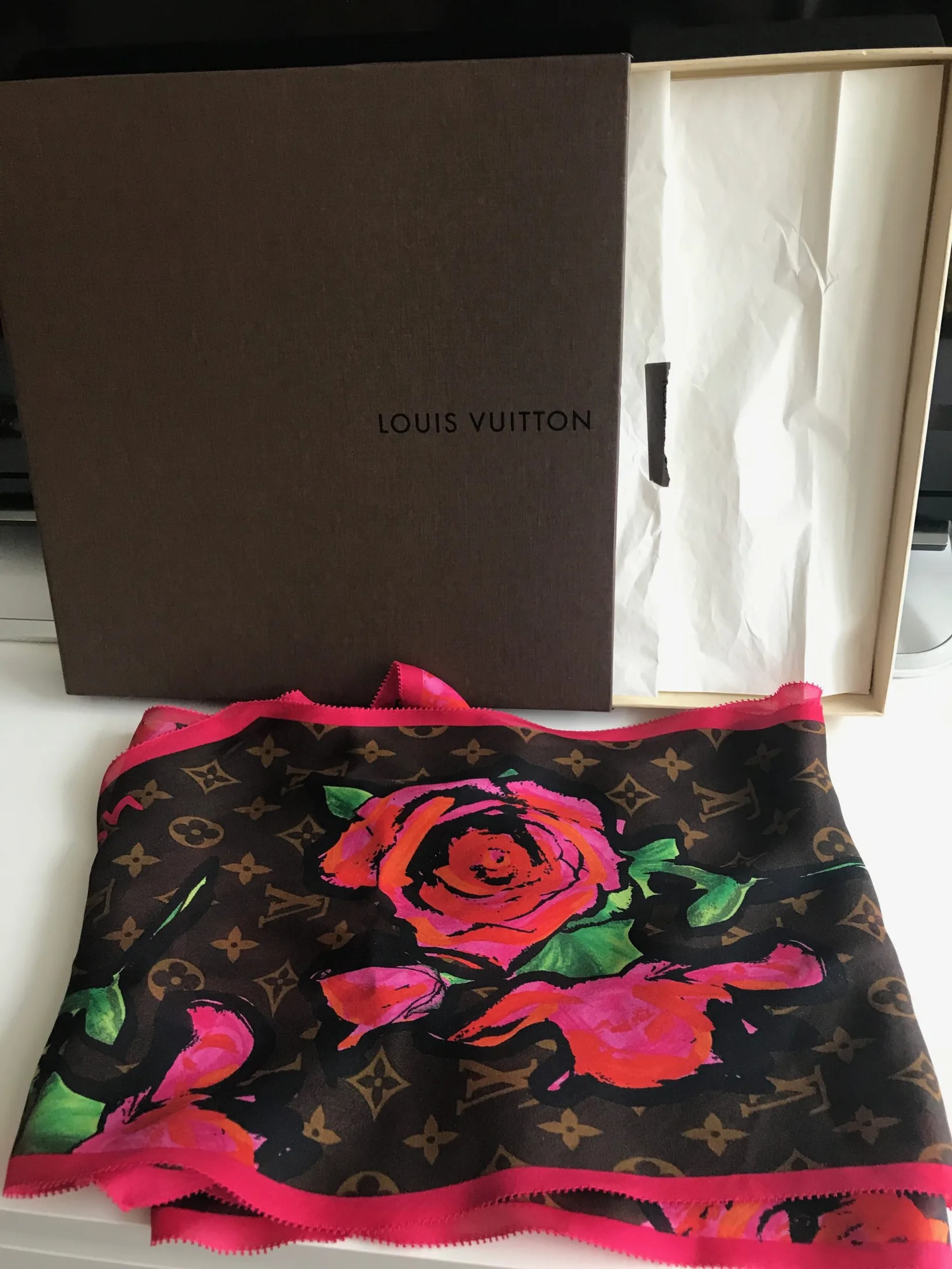 Monogram Stephen Sprouse Roses 100% Silk Scarf — image 8