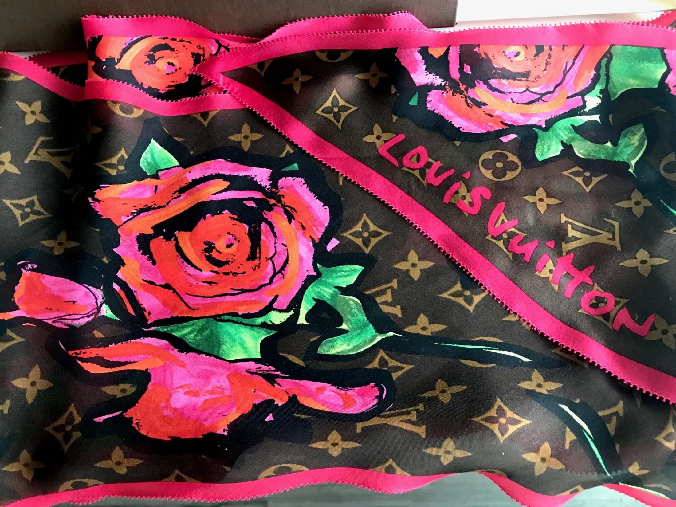 Monogram Stephen Sprouse Roses 100% Silk Scarf — image 10