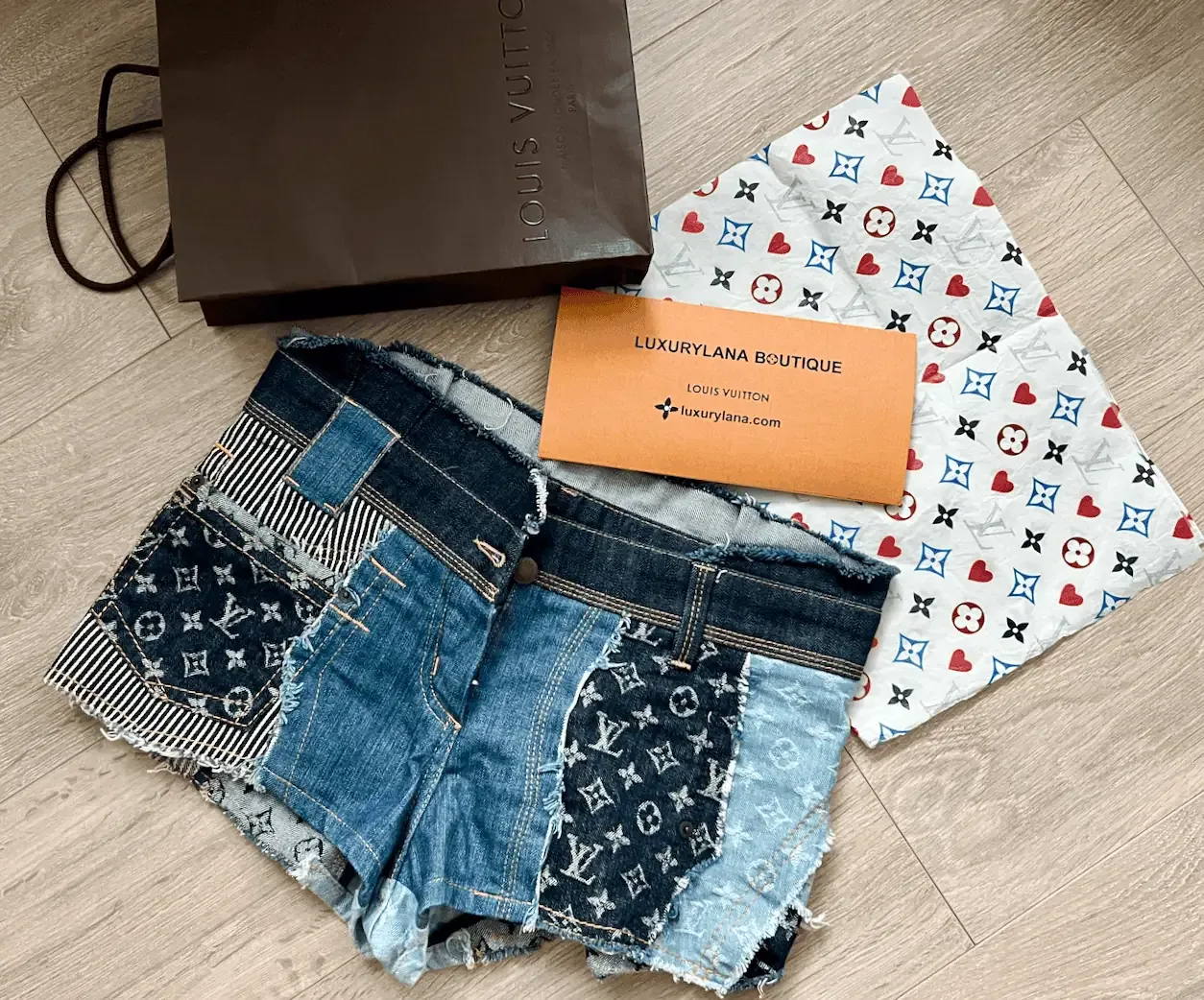 Rare Patchwork Denim/Jean Shorts/Sz.38FR — image 2