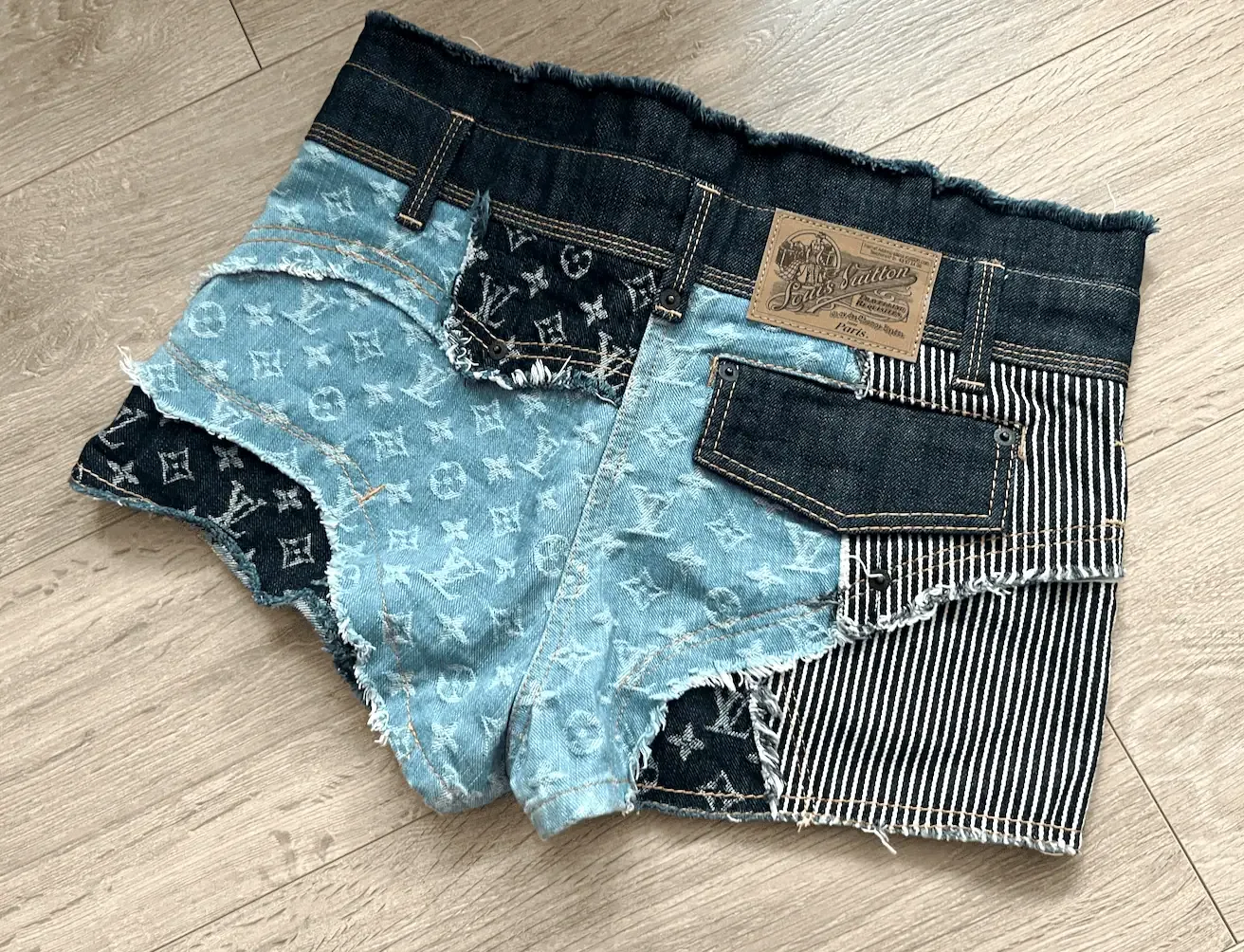Rare Patchwork Denim/Jean Shorts/Sz.38FR — image 3