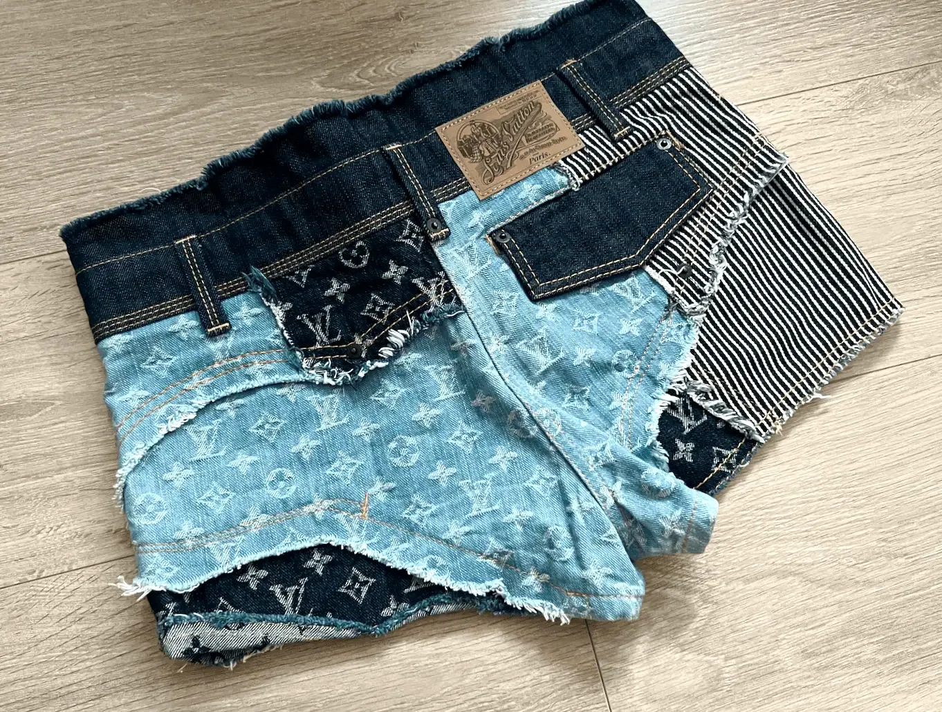 Rare Patchwork Denim/Jean Shorts/Sz.38FR — image 4
