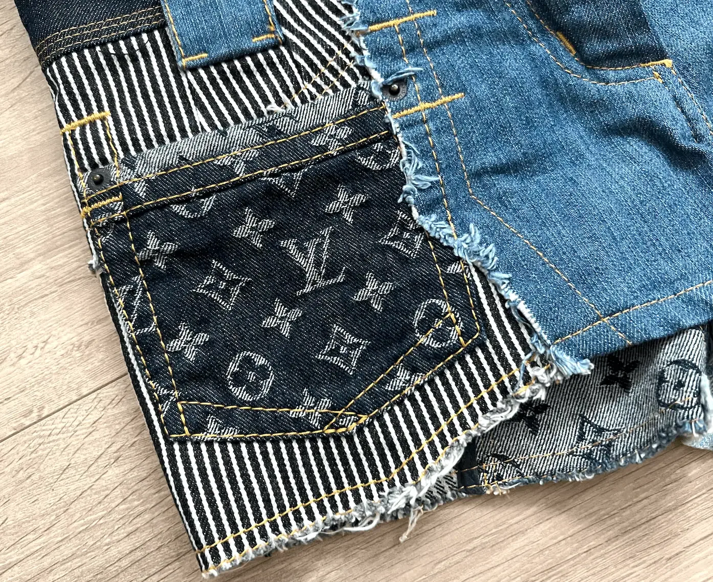 Rare Patchwork Denim/Jean Shorts/Sz.38FR — image 5