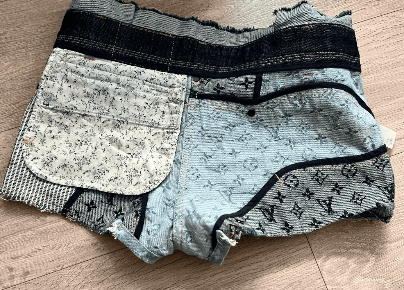 Rare Patchwork Denim/Jean Shorts/Sz.38FR — image 8