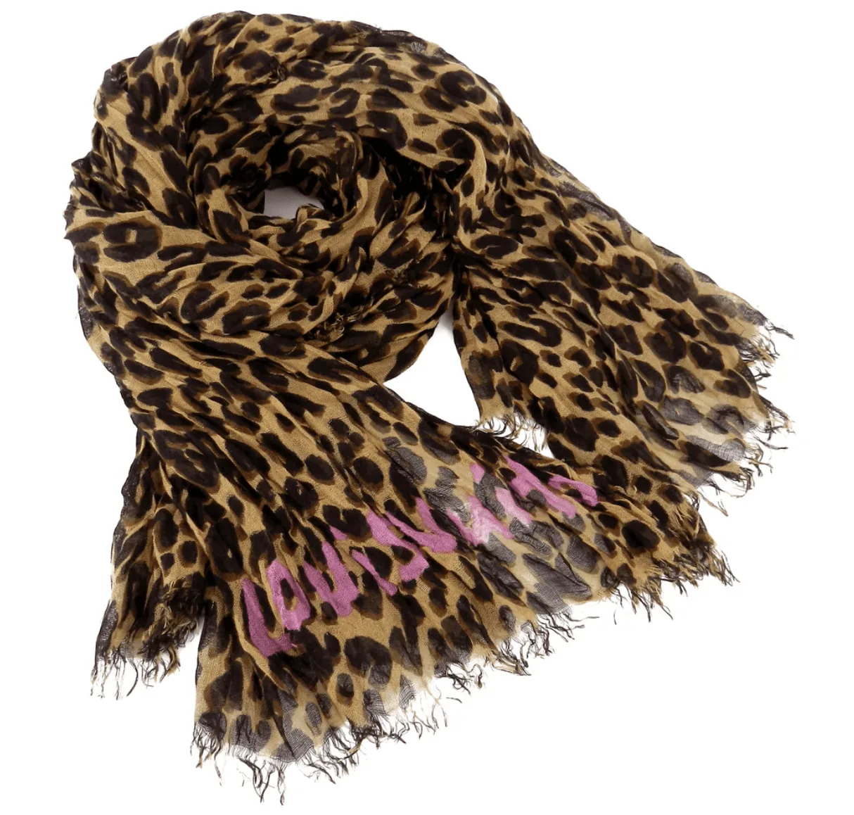 Stephen Sprouse Leopard Brown & Pink Print Cashmere/Silk Scrunched Scarf — image 2