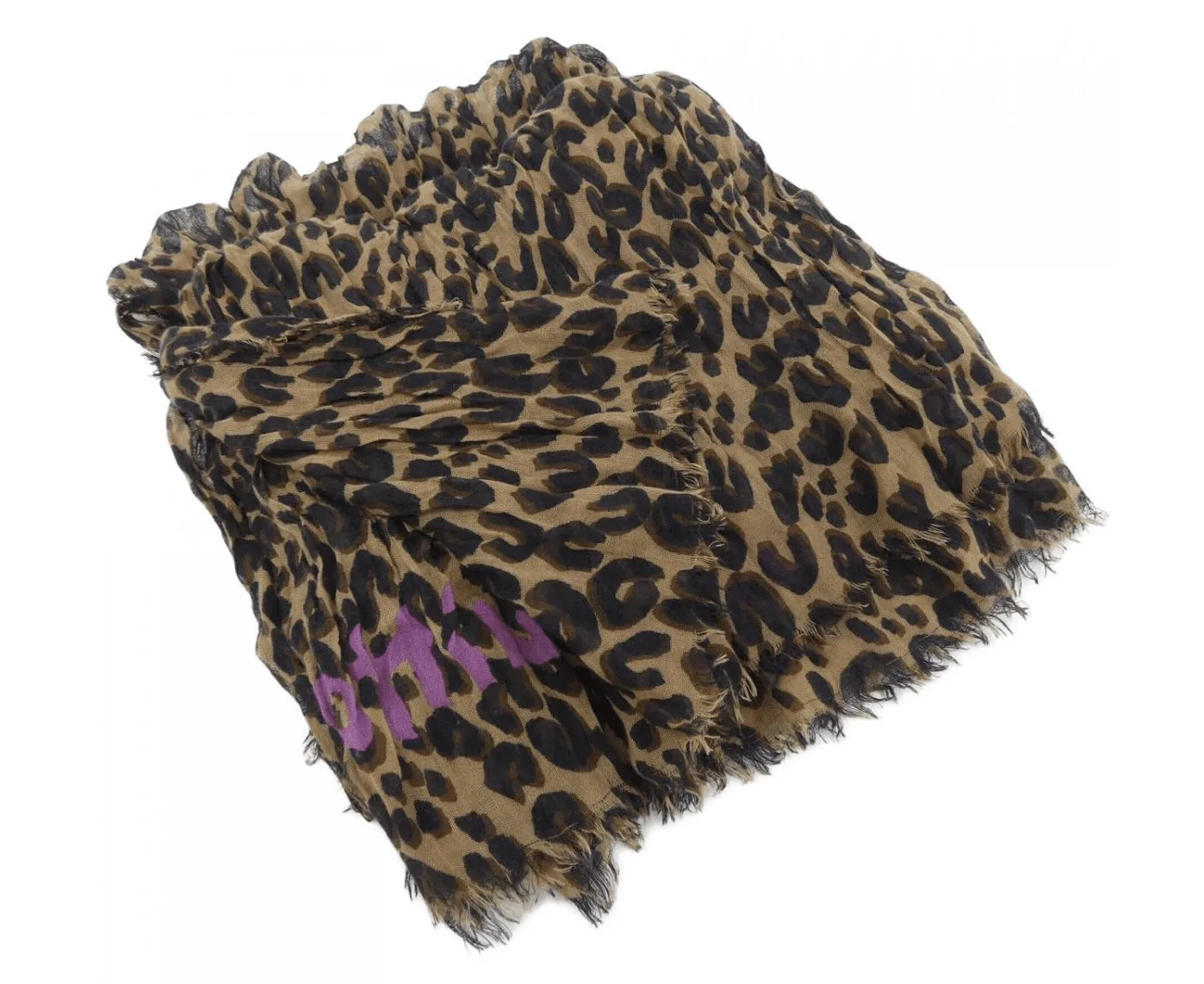 Stephen Sprouse Leopard Brown & Pink Print Cashmere/Silk Scrunched Scarf — image 3