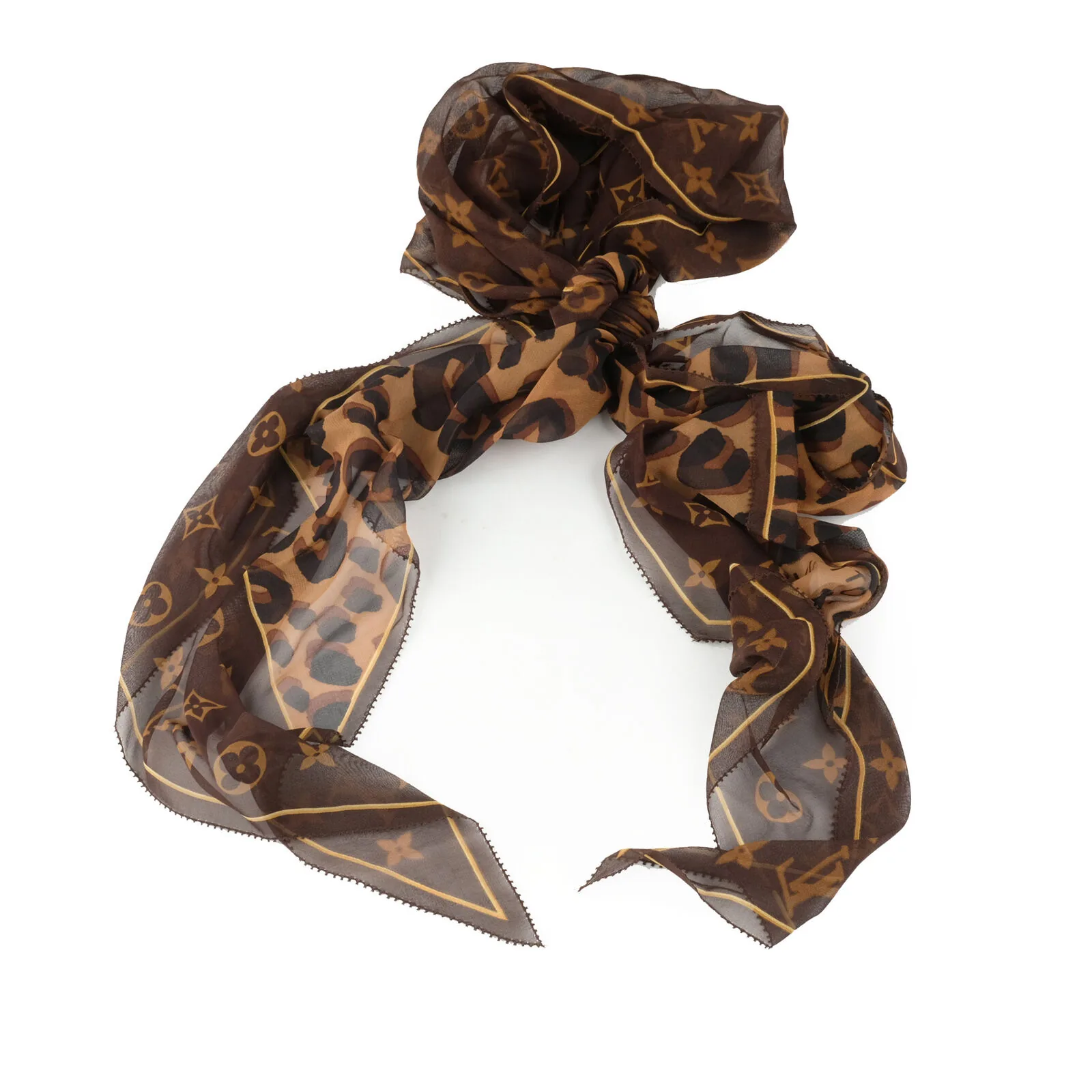 Stephen Sprouse Silk Crepe Leopard Monogram Scarf