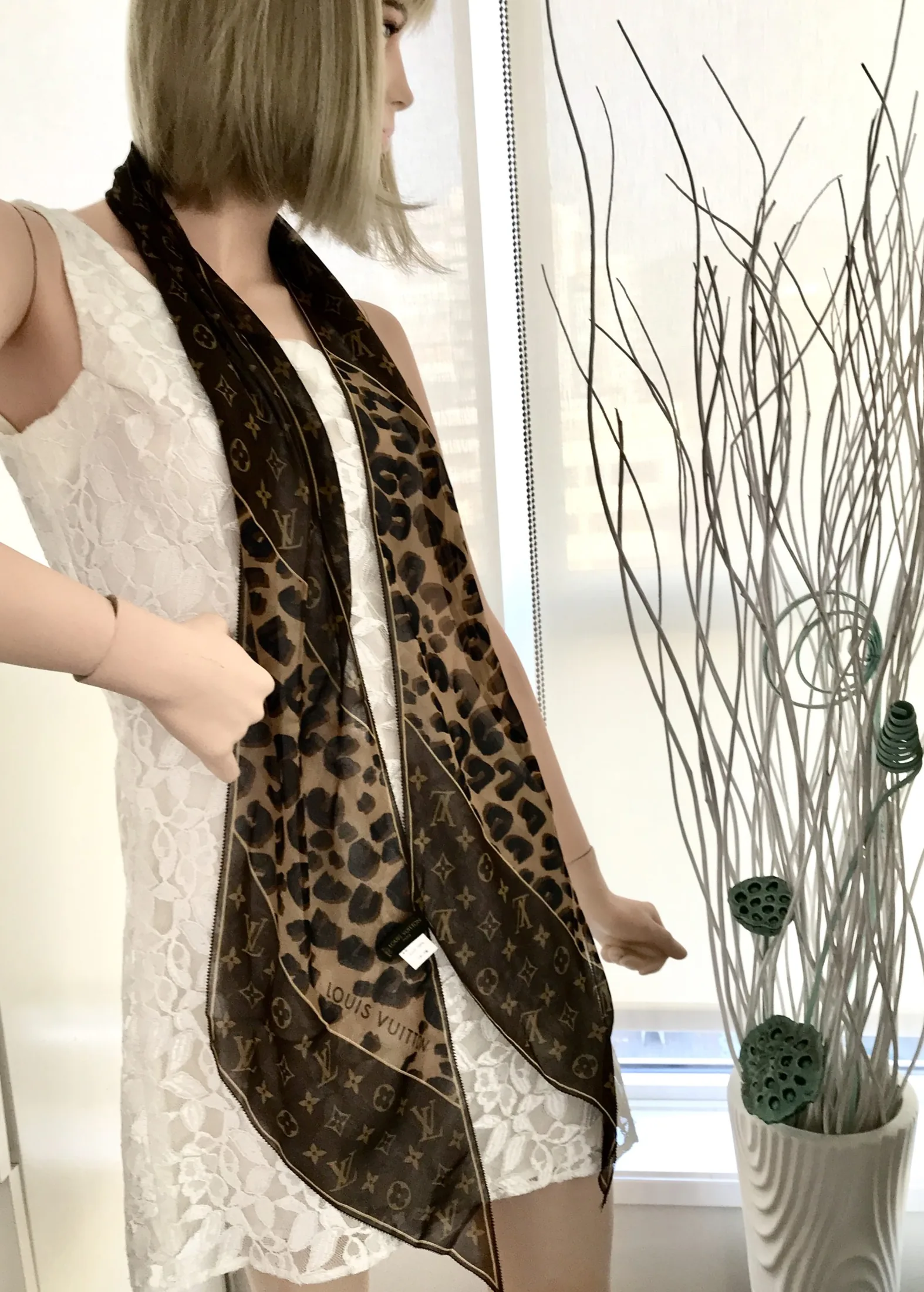 Stephen Sprouse Silk Crepe Leopard Monogram Scarf — image 6