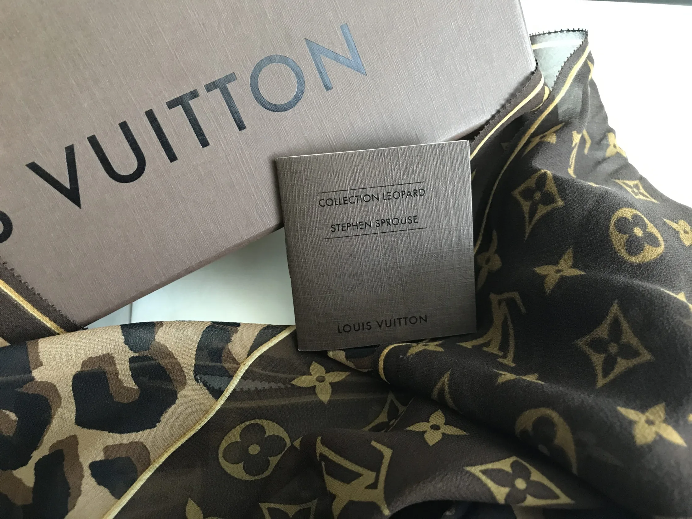 Stephen Sprouse Silk Crepe Leopard Monogram Scarf — image 7