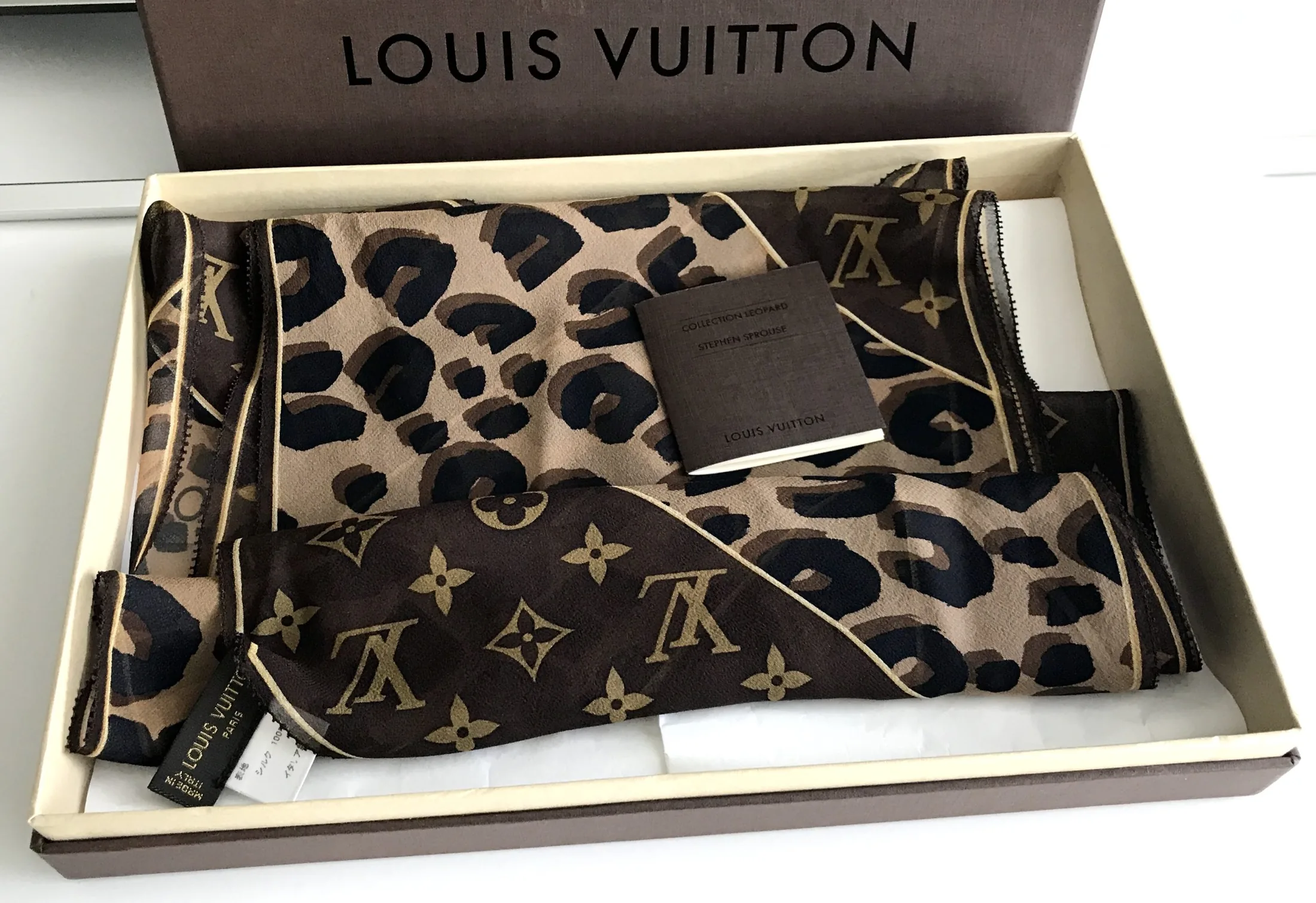 Stephen Sprouse Silk Crepe Leopard Monogram Scarf — image 8
