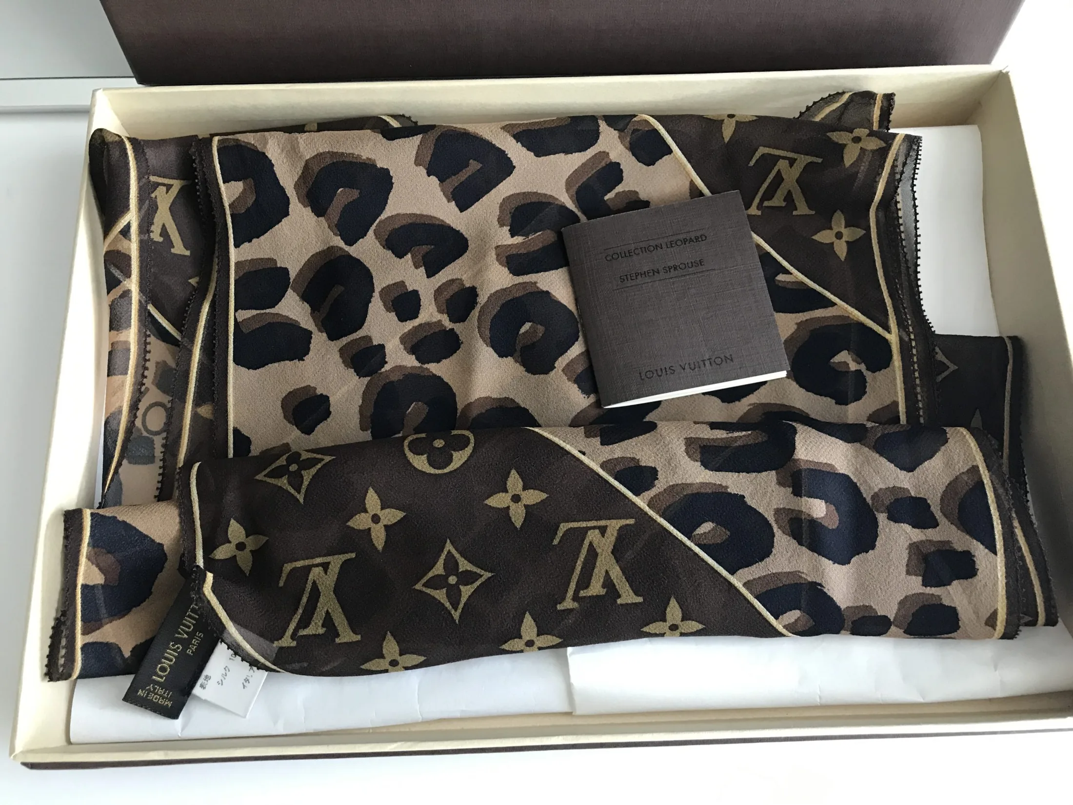 Stephen Sprouse Silk Crepe Leopard Monogram Scarf — image 11