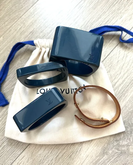 Dark Blue Teal Acrylic Bangle Set of 4 Bracelets — image 5