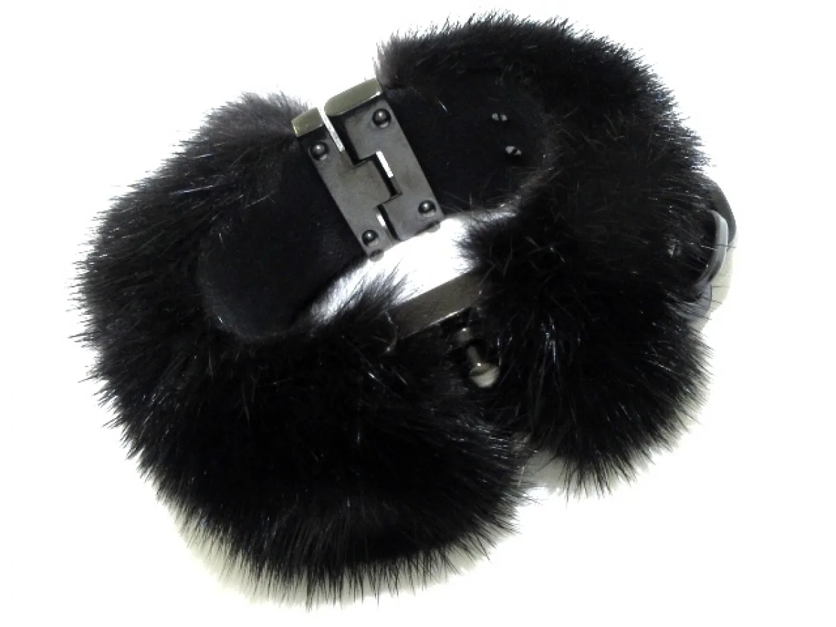 Louis Vuitton Lock Me Mink Fur Black Manchette Bracelet Cuff