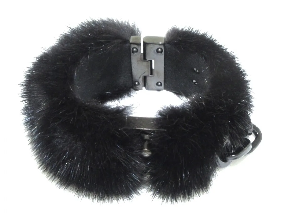 Louis Vuitton Lock Me Mink Fur Black Manchette Bracelet Cuff — image 2