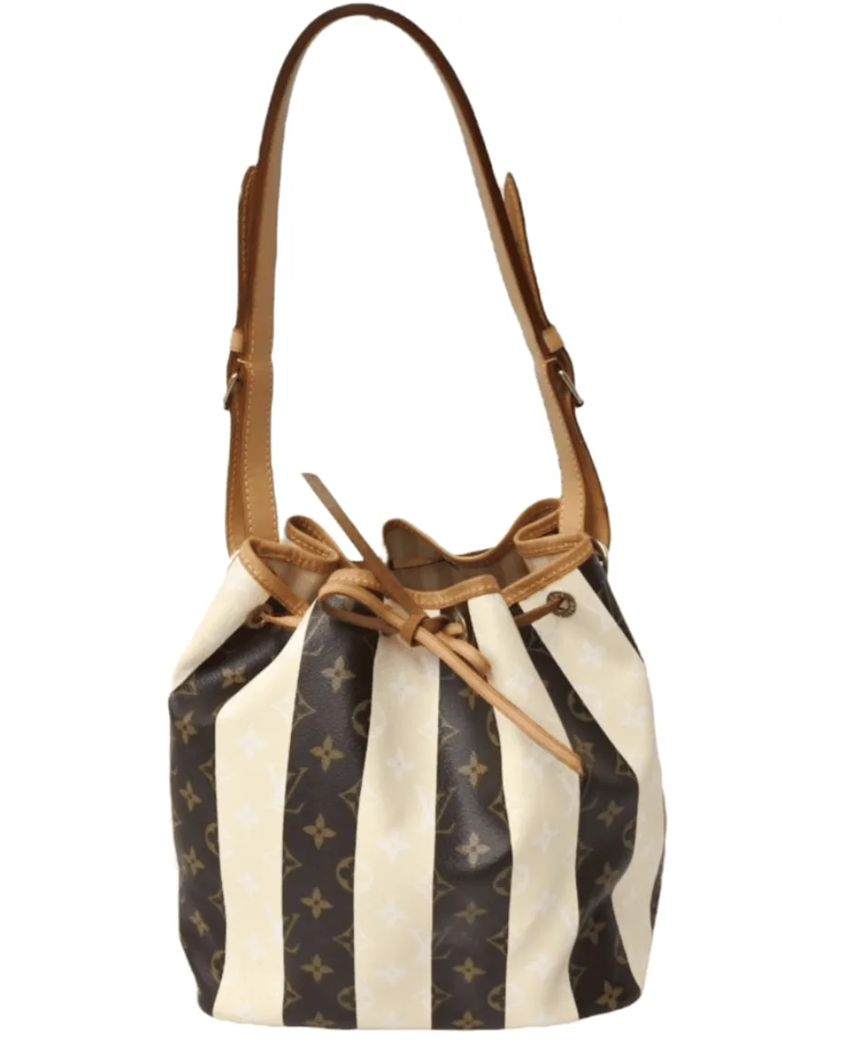 Monogram Rayures Striped Drawstring Petit Noe Handbag