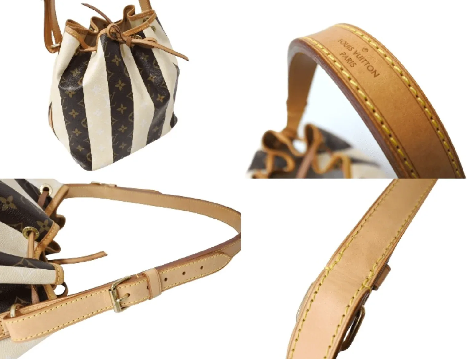 Monogram Rayures Striped Drawstring Petit Noe Handbag — image 3