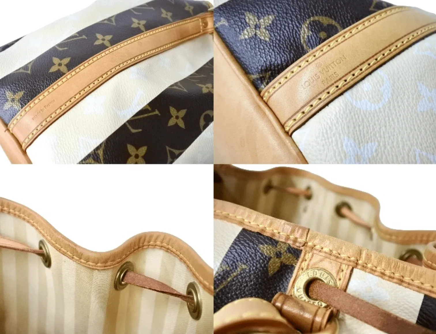 Monogram Rayures Striped Drawstring Petit Noe Handbag — image 5