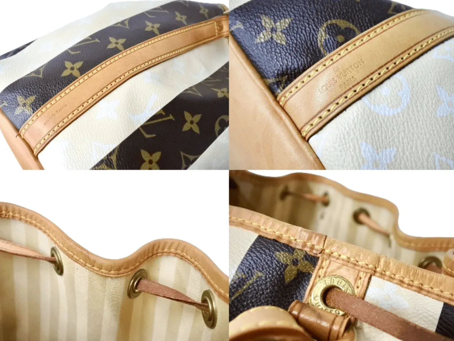 Monogram Rayures Striped Drawstring Petit Noe Handbag — image 7