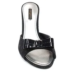 Black Canvas Mule Sandals Heels — image 2