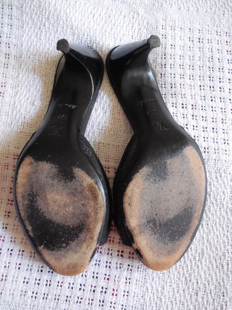 Black Canvas Mule Sandals Heels — image 5