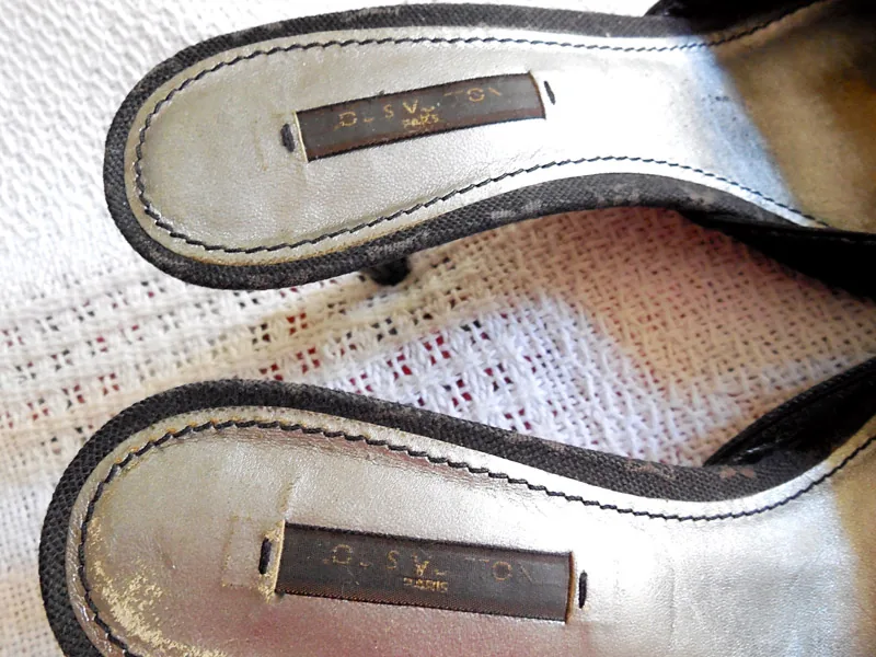 Black Canvas Mule Sandals Heels — image 6