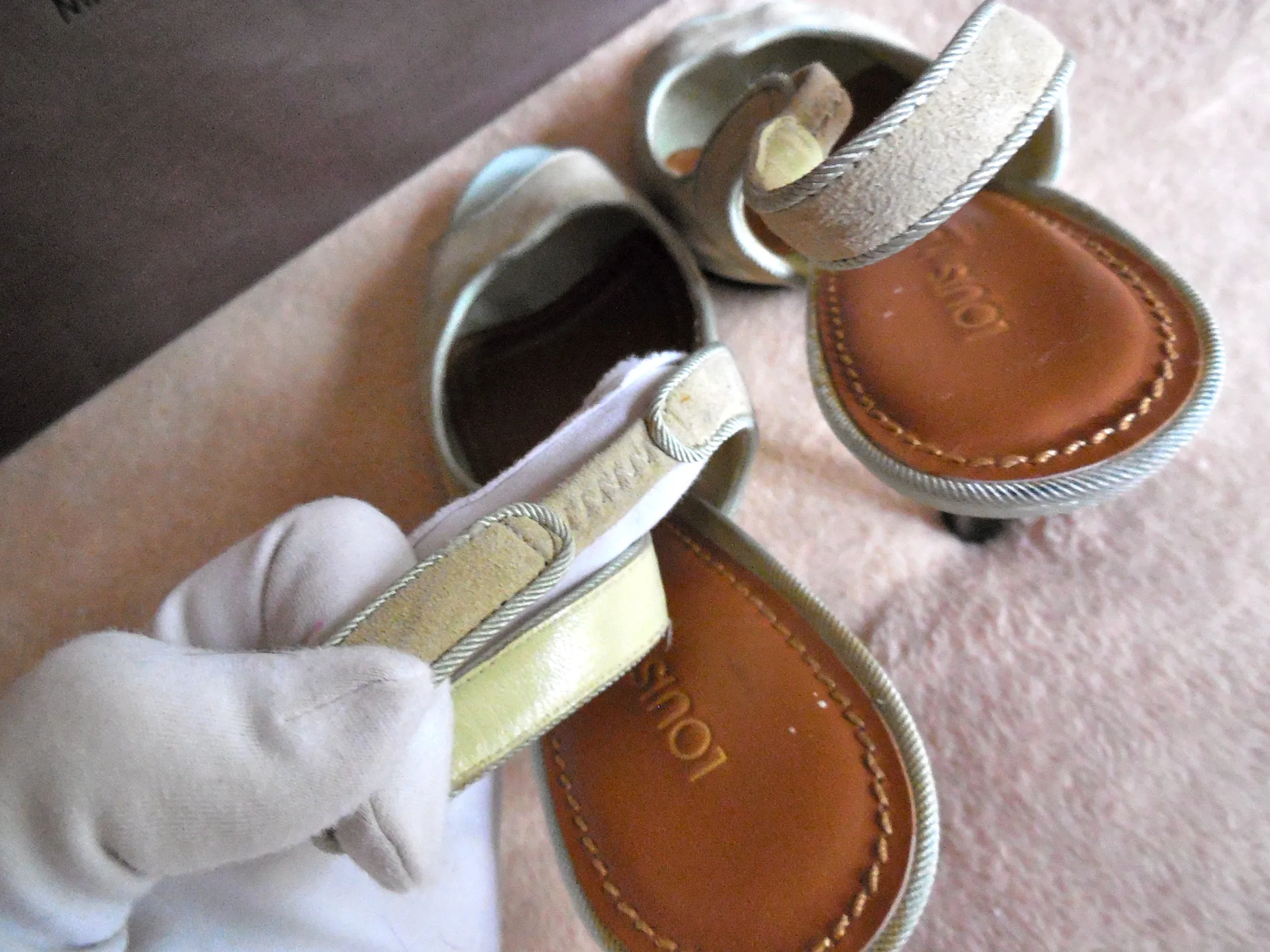 Light Green Suede LV Logo Heels — image 7