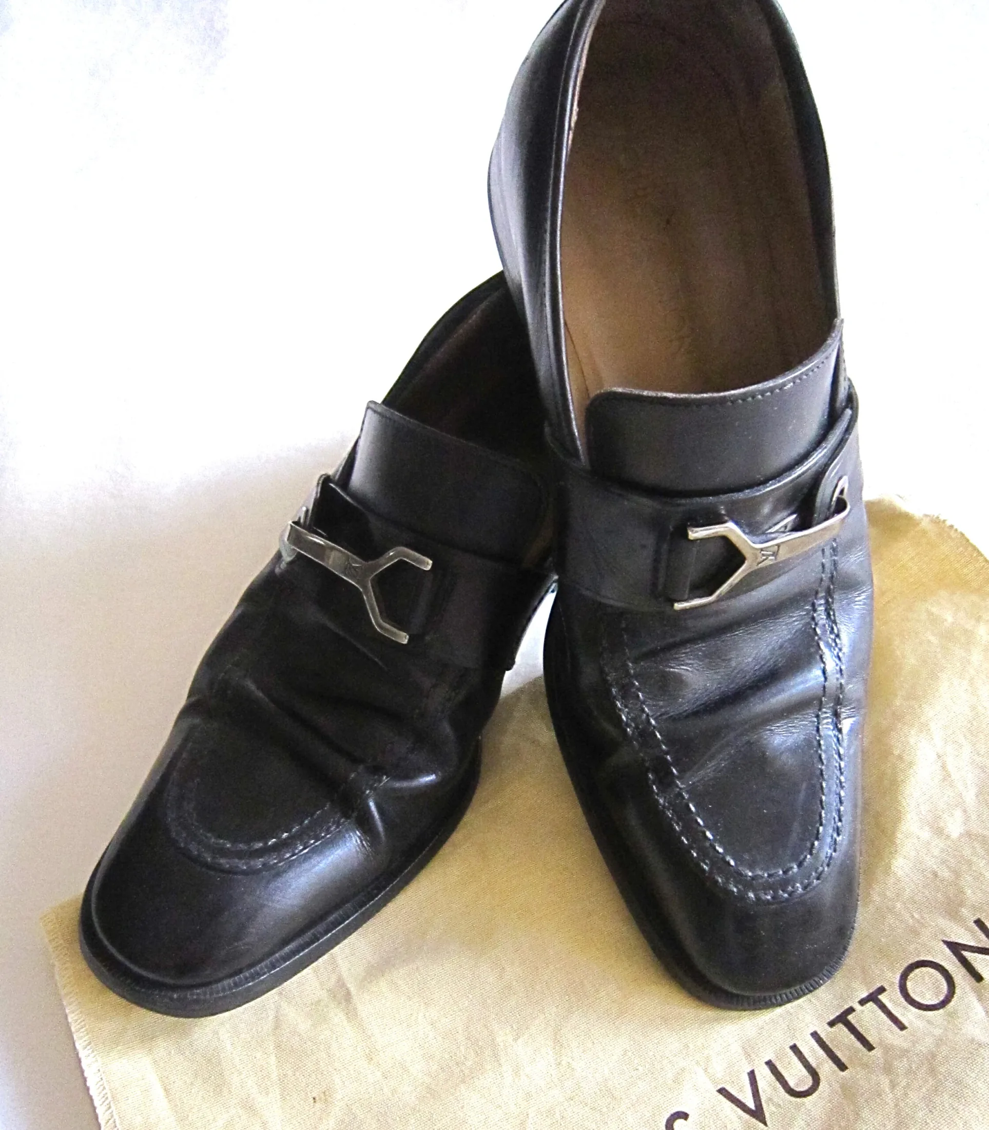 Mens Black Loafer Buckle Dress Shoes