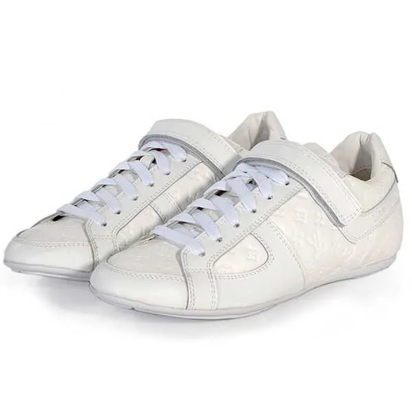 White Globe Trotter Embossed Leather Sneakers — image 2