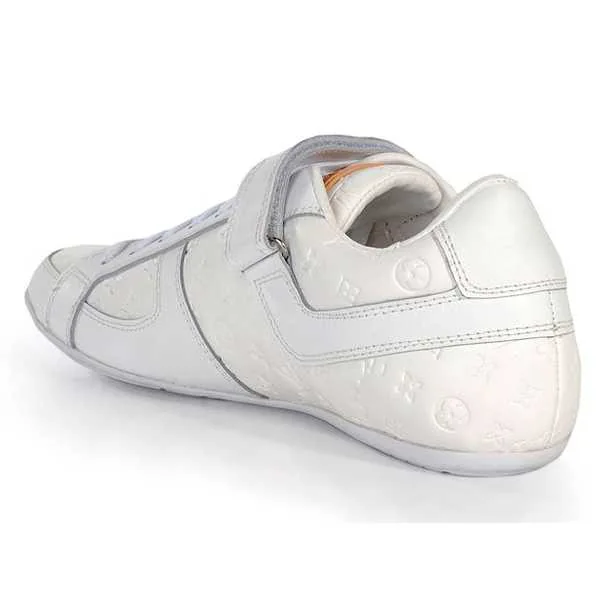 White Globe Trotter Embossed Leather Sneakers — image 3