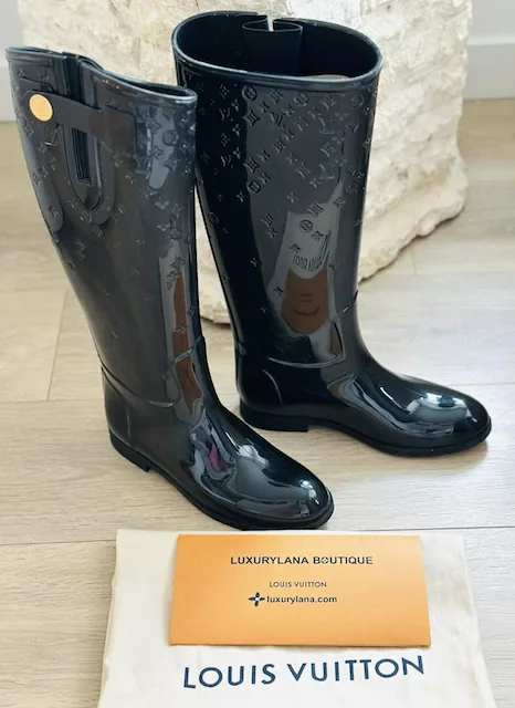 Monogram Black Drops Line Rain Boots Sz. 7 US — image 2