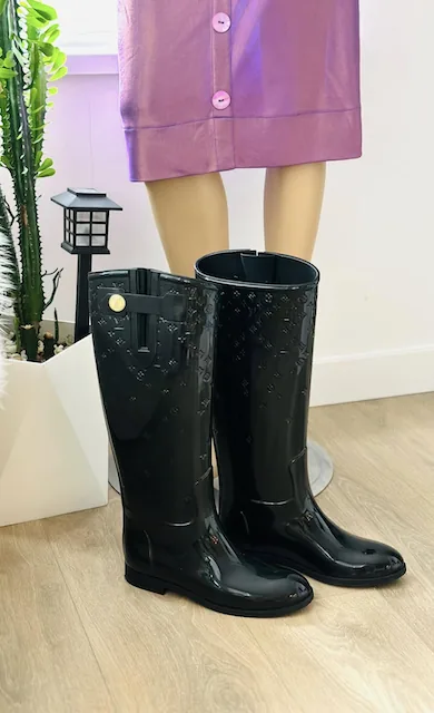 Monogram Black Drops Line Rain Boots Sz. 7 US — image 4