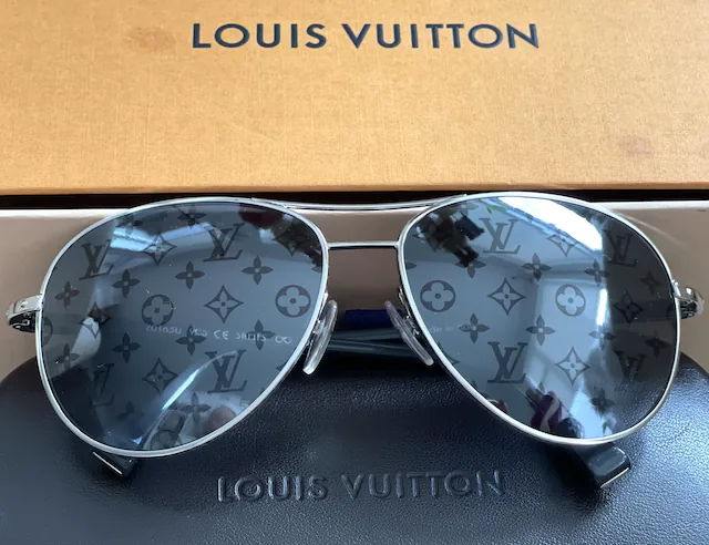 Iconic Monogram Pattern Conspiration Silver Pilot Sunglasses