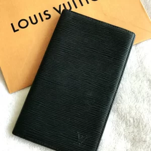 Black Epi Leather Porte Shekel Cult Credit Wallet
