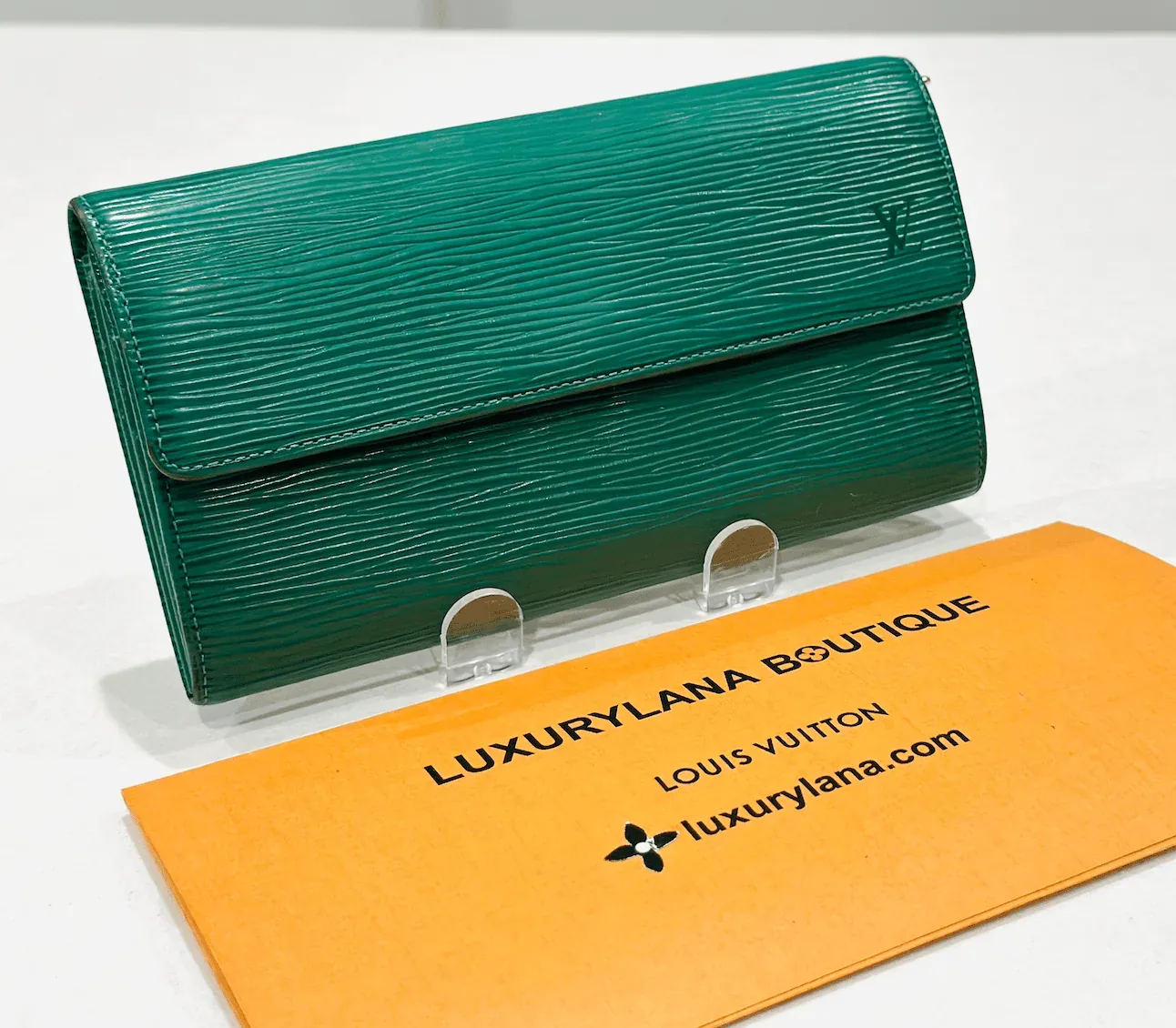 Green Epi Leather Porte Monnaie Long Bifold Wallet