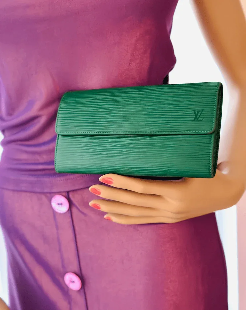 Green Epi Leather Porte Monnaie Long Bifold Wallet — image 2