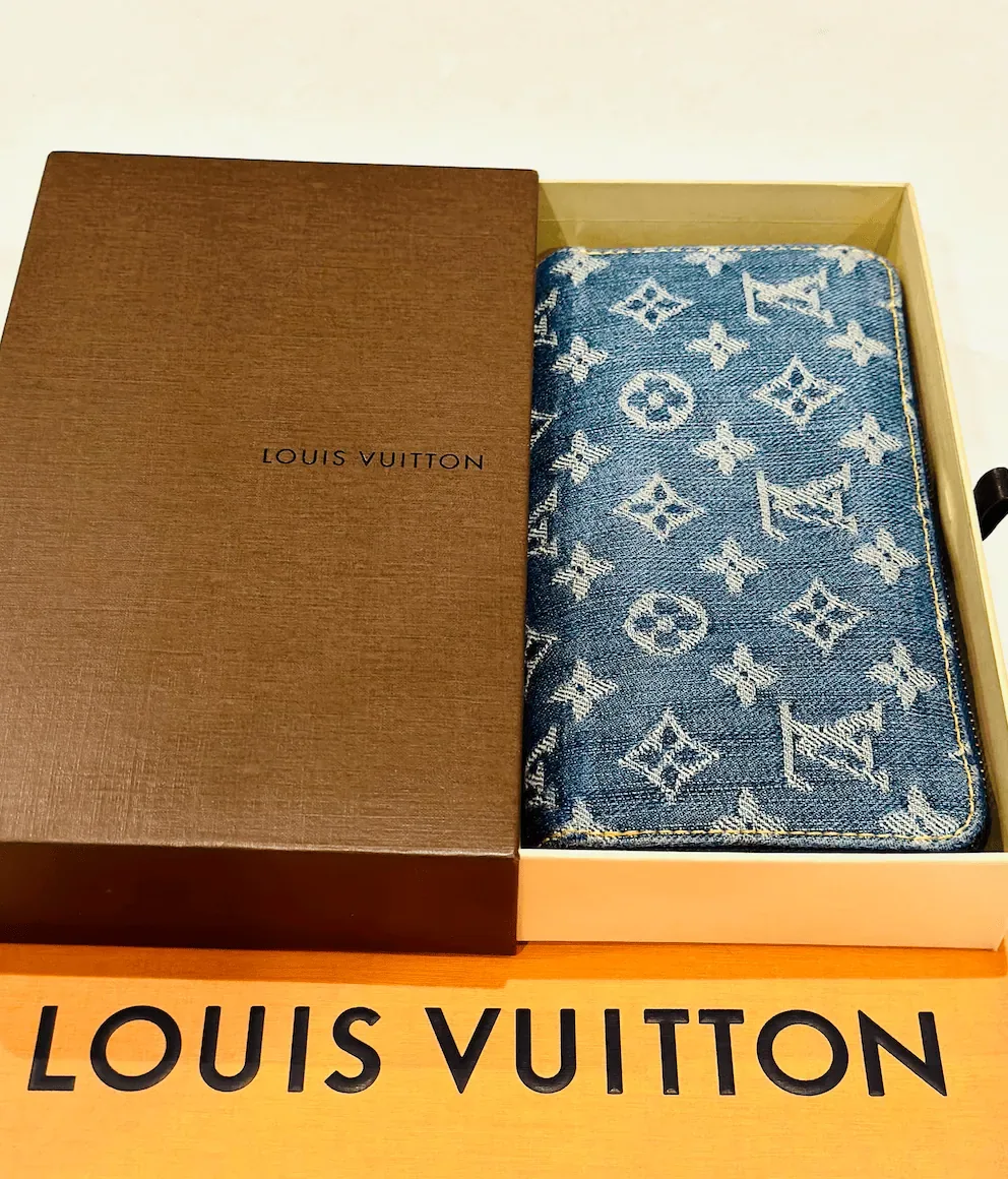 Monogram Blue Denim Zip Around Wallet Clutch — image 7