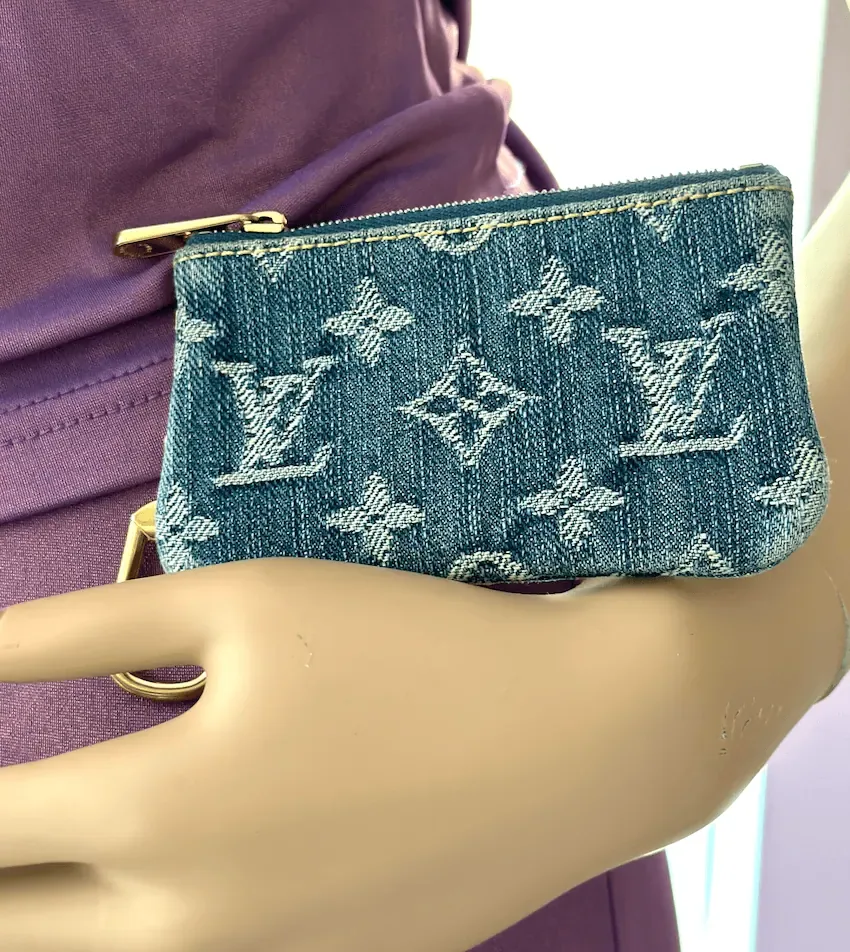 Monogram Denim Blue Key Cles Coin Pouch — image 2