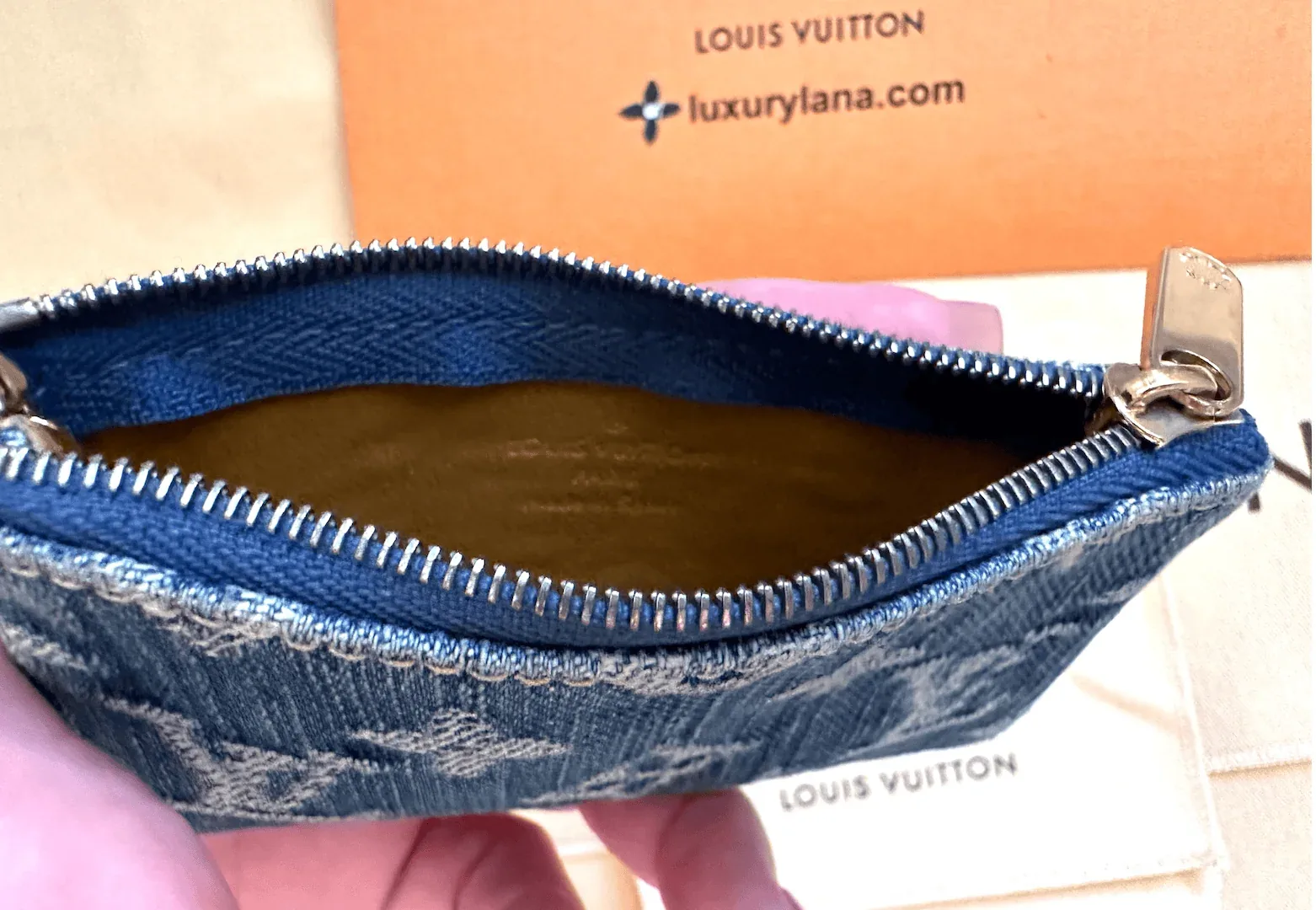 Monogram Denim Blue Key Cles Coin Pouch — image 6