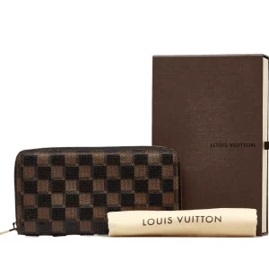 Paillettes Sequin Damier Ebene Zippy Wallet
