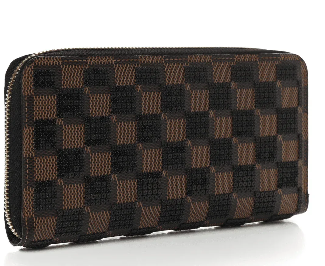 Paillettes Sequin Damier Ebene Zippy Wallet — image 2
