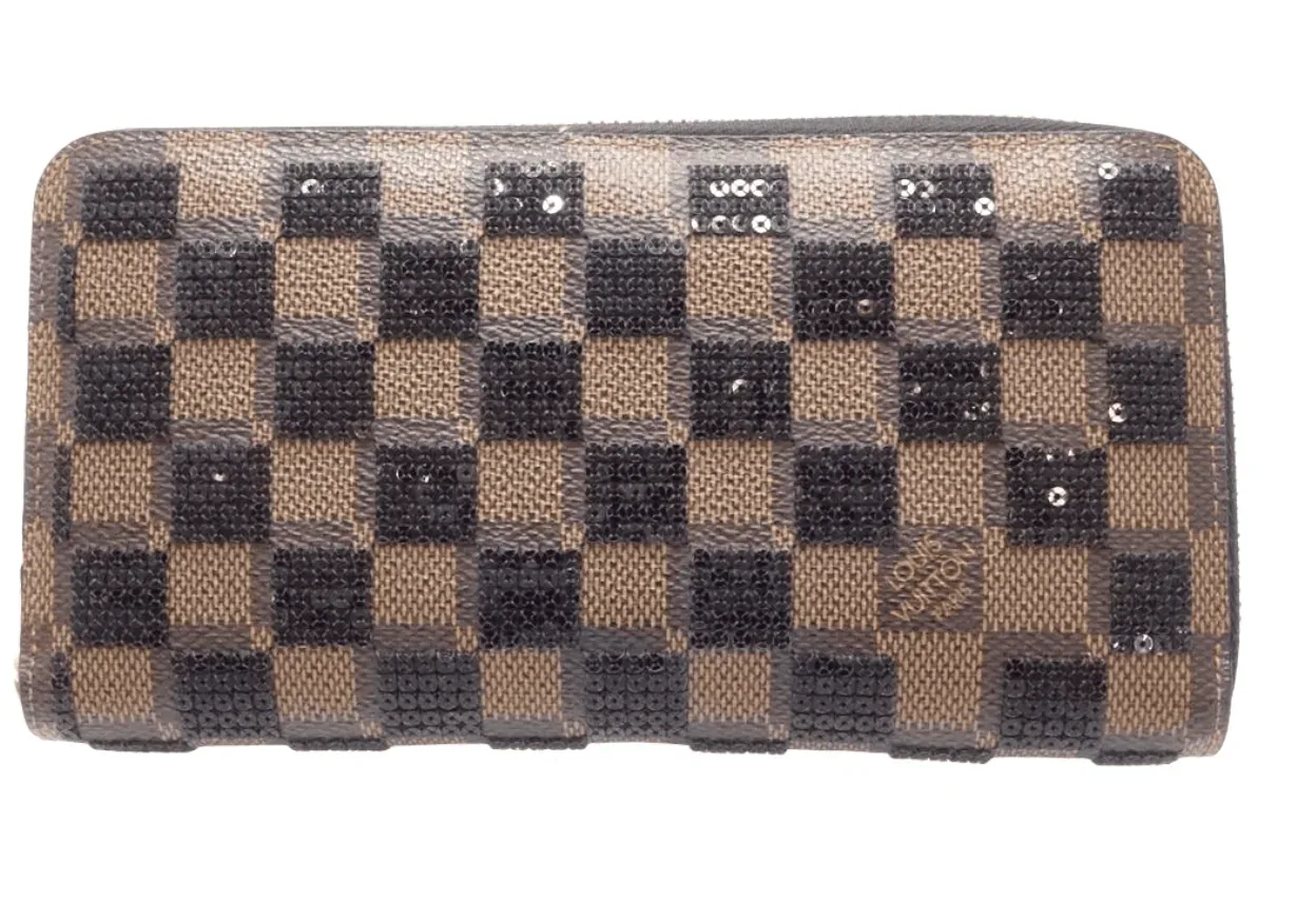 Paillettes Sequin Damier Ebene Zippy Wallet — image 5