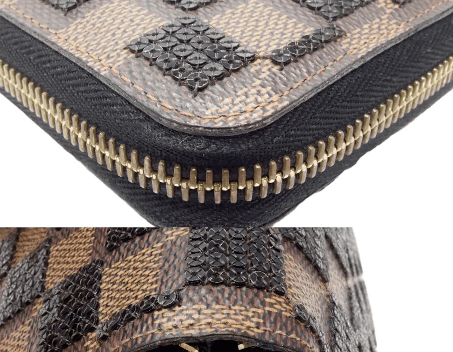 Paillettes Sequin Damier Ebene Zippy Wallet — image 6