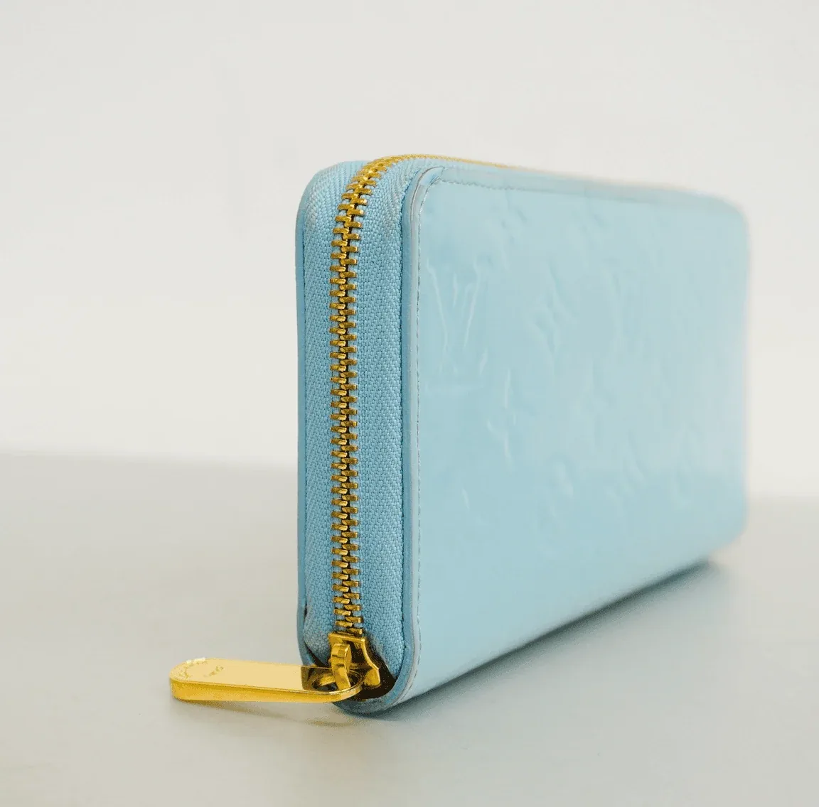 Sky Blue Monogram Vernis Zip Around Lollipop Wallet — image 2