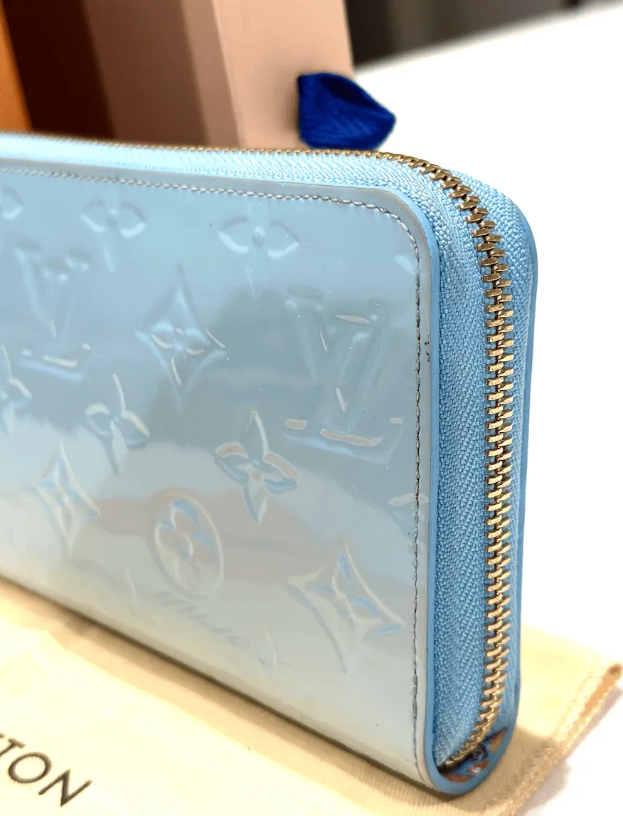 Sky Blue Monogram Vernis Zip Around Lollipop Wallet — image 4